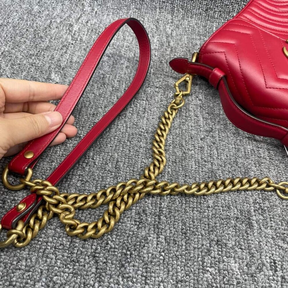 100% Authentic Gucci Marmont Mini Leather Shoulder Bag - Picture 12 of 16